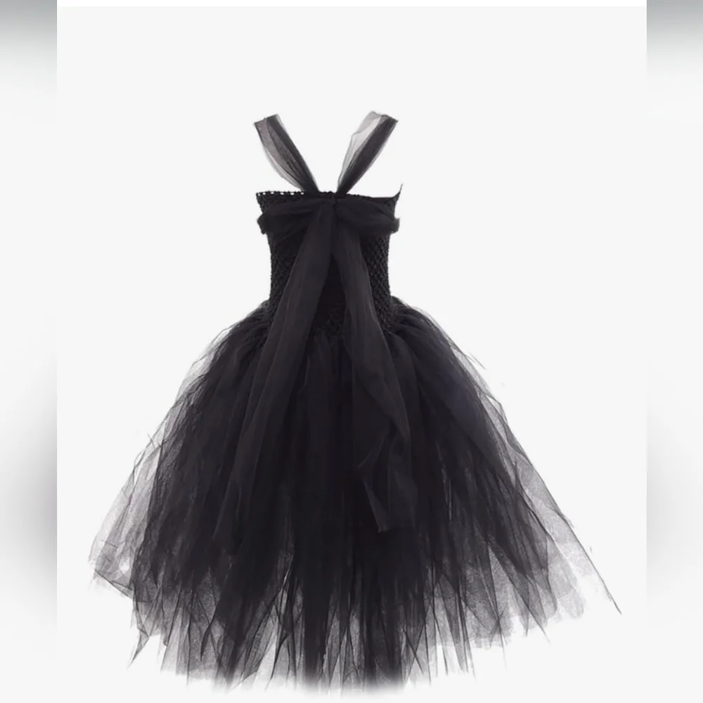 NEW Enchanting Dark Angel Queen Kid Costume Whimsigoth Goth Tutu Wings Set 2-3T